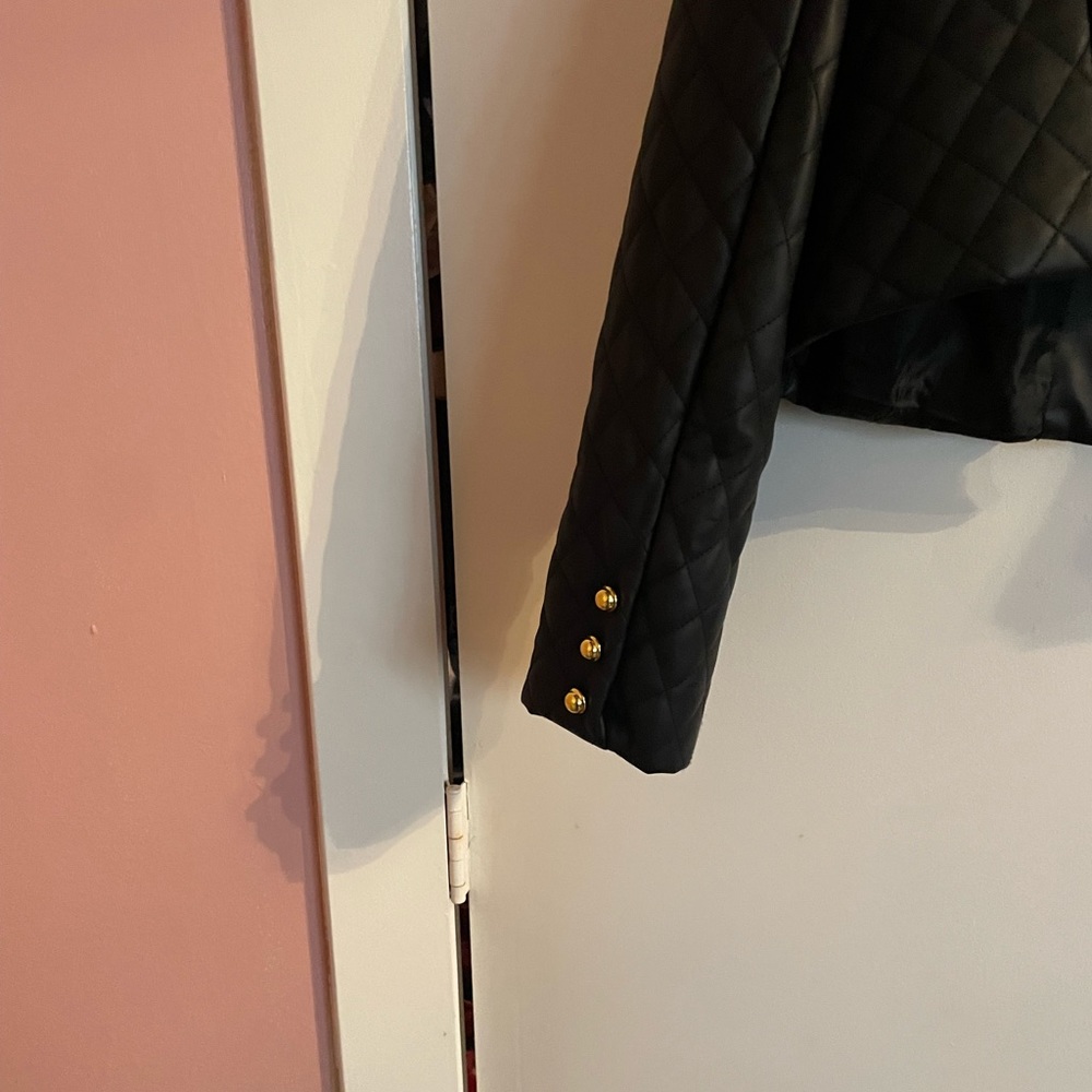 ASOS quilted leather jacket with gold buttons, UK 18